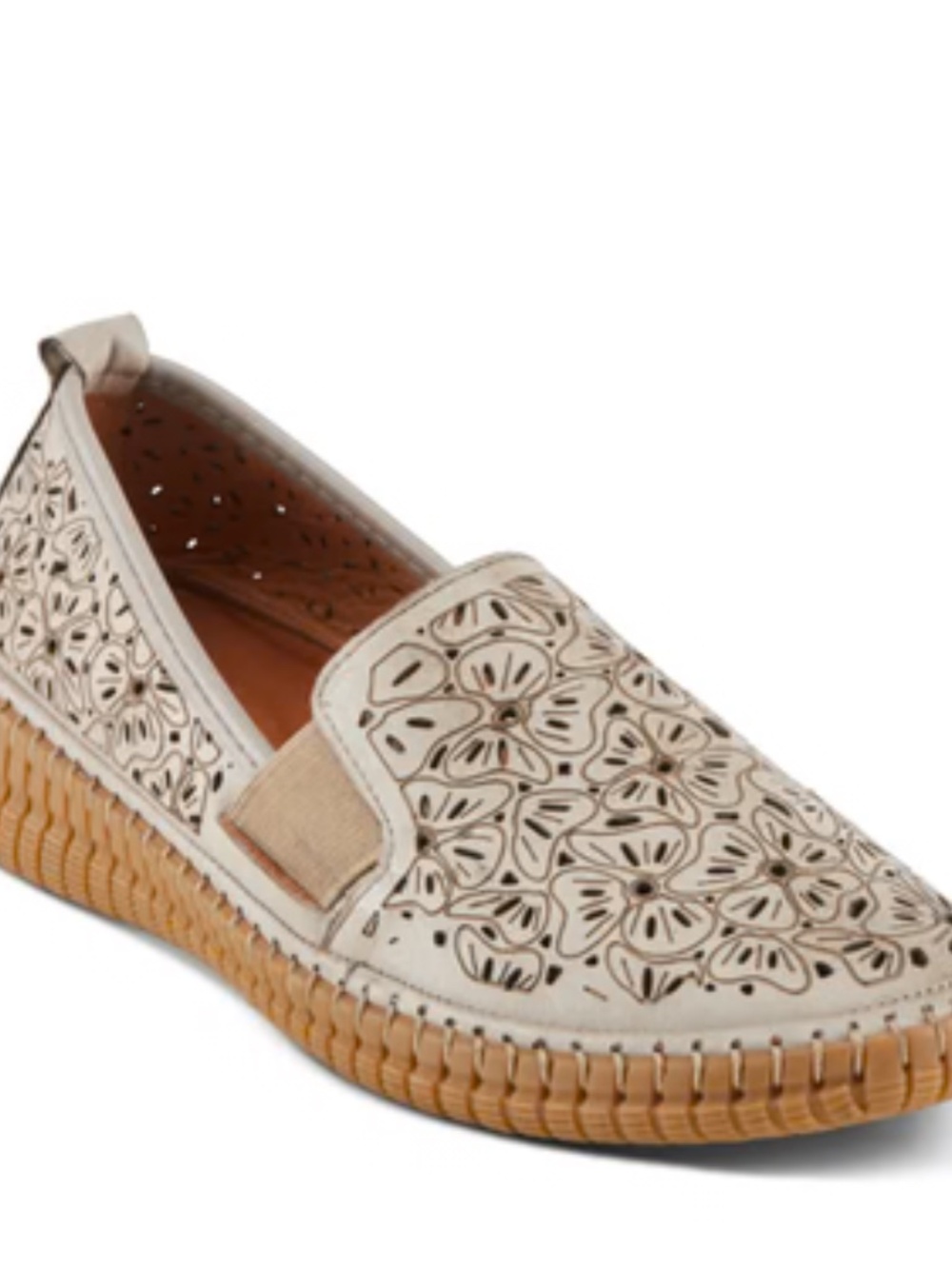 NWOT! Spring Step Taupe 'Jookin' Laser Cut Slip-On Loafer Flats Size 39 EU 8 US